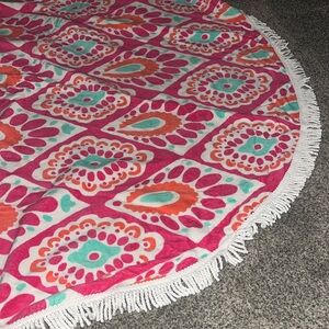 Circle tassel towel pink/orange/light blue pattern